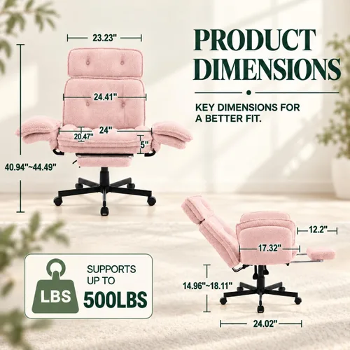 Vista 2 de Silla de oficina Criss Cross con ruedas, brazos abatibles y reposacabezas Rosa