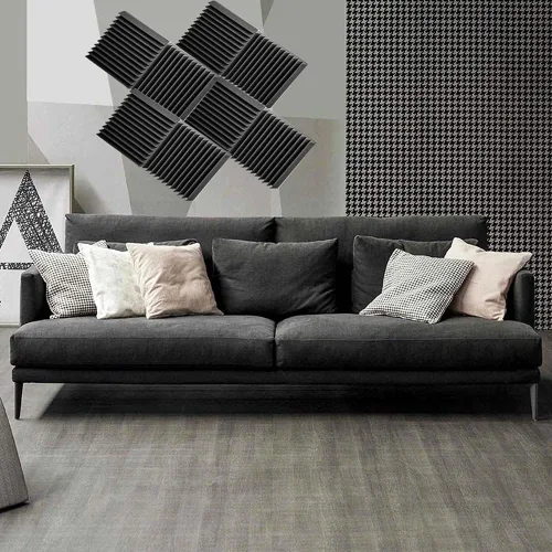 Vista 3 de HOSL 12 paneles de espuma acústica, paneles de pared insonorizados, 12.0 x 12.0 x 2.0 in, espuma absorbente de sonido, paneles de espuma