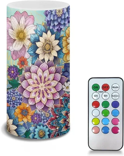 Vista 18 de Velas LED sin llama personalizadas que funcionan con pilas con temporizador remoto que cambia de color, personaliza fotos y texto, hazlo tú mismo tu
