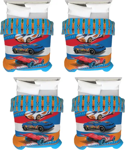 Vista 10 de Franco Ropa de cama para niños, edredón reversible de microfibra súper suave, tamaño individual/matrimonial, Hot Wheels