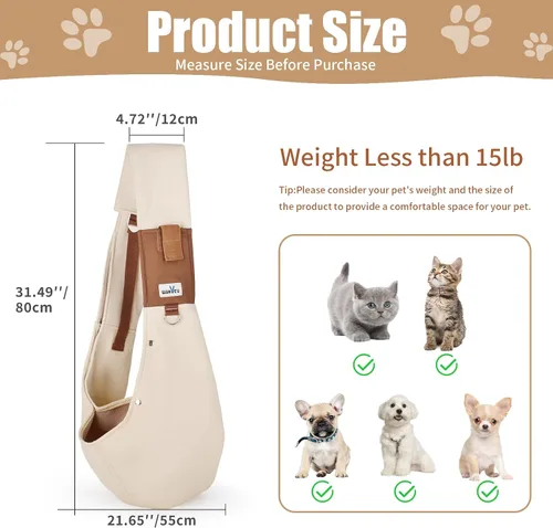 Vista 2 de Bolso de transporte para perros Wakytu para perros pequeños - Portaperros frontal con correa ajustable - Bolso de transporte para mascotas