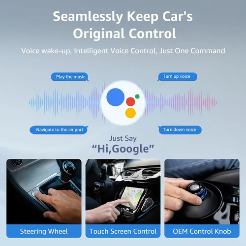 Vista 6 de Ayake Adaptador inalámbrico Android Auto, Edición Mini más pequeña, Convierte Android Auto con cable a inalámbrico, Adaptador Plug & Play, Diseño