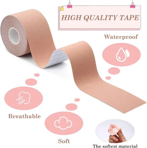 Vista 4 de BoobTape - Cinta invisible para levantamiento de pecho cinta de levantamiento de senos cinta transpirable para levantamiento de senos para copas A-E