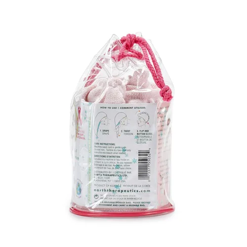 Vista 3 de Earth Therapeutics Turbante de pelo ultra absorbente de secado rápido (rosa)