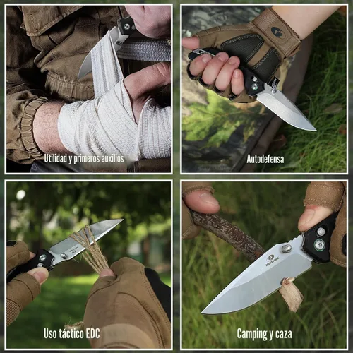 Vista 5 de Mossy Oak Cuchillo de bolsillo plegable, hoja de acero inoxidable con acabado stonewash de 4", cuchillo EDC, mango G10 con Axis Lock y clip
