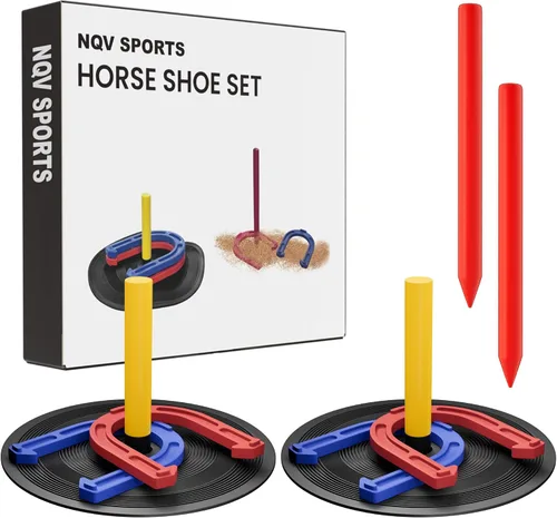Vista 6 de NQV Juego exterior de herradura, kit de juego de zapatos de caballo, juego de herradura para niños y adultos.