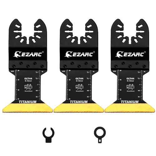 Vista 13 de EZARC Hojas de sierra oscilante de titanio, 3 cuchillas multiherramienta extendidas para metal, clavos de madera, corte de tornillos, plástico