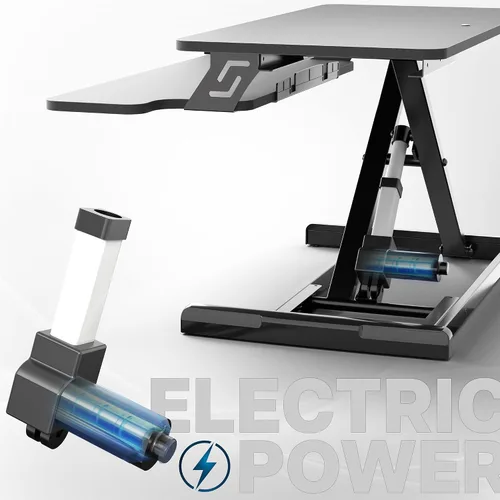 Vista 4 de VIVO DESK-VE32B - Convertidor de escritorio con motor eléctrico de 32 pulgadas, elevador de altura ajustable, monitor dual y estación de trabajo