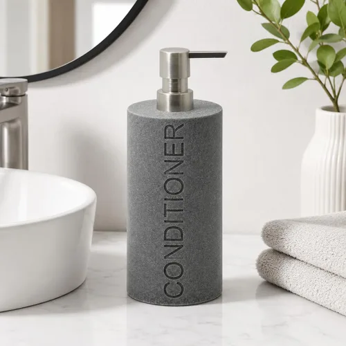 Vista 23 de Paquete de 2 botellas recargables de resina negra mate para champú y gel de baño – Juego de dispensadores de bomba modernos para baño, recipientes