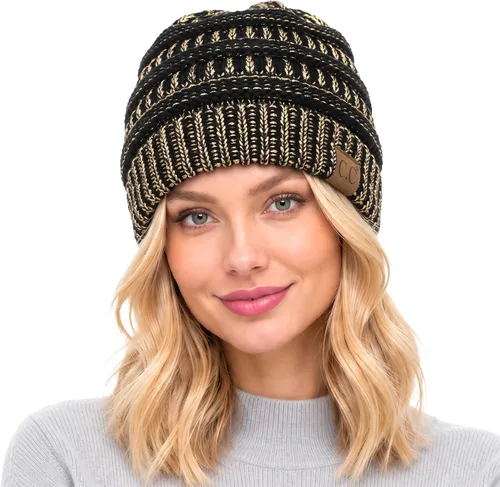 Vista 58 de CC Classic Winter Fall Trendy Chunky Stretchy Cable Knit Beanie Hat 2 tonos púrpura/azul marino