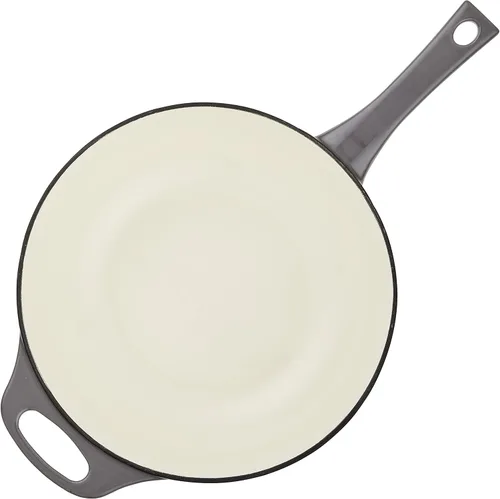 Vista 11 de Rachael Ray Horno holandés 3 en 1 de hierro fundido esmaltado con sartén/salteado, 4 cuartos de galón, gris