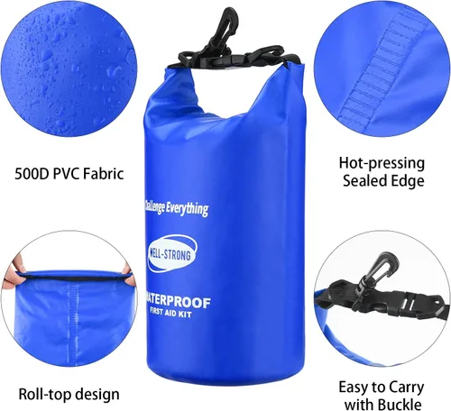 Vista 6 de Kit de primeros auxilios de emergencia para navegación, pesca y kayak, suministros médicos impermeables con diseño de tapa enrollable, capacidad