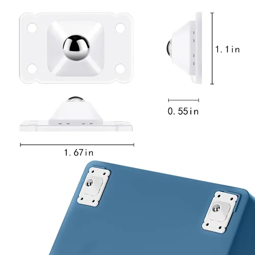 Vista 2 de 32 piezas de mini ruedas giratorias autoadhesivas de acero inoxidable, rueda universal con rotación de 360 grados, caja de almacenamiento