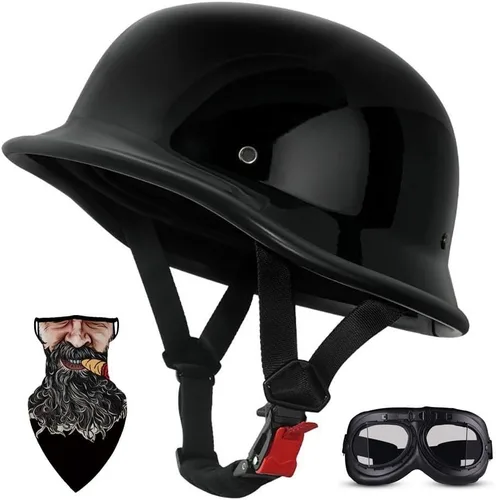 Vista 9 de Cascos de Moto Retro Jet para adultos, hombres y mujeres, DOT Homologado Semi Cubierto Vintage Ligero 22.93 oz, ABS 709S + EPS, forro fresco