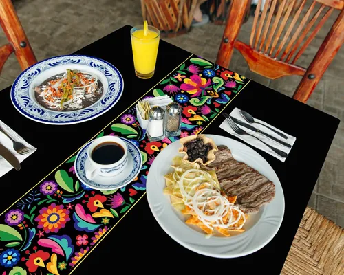 Vista 6 de Oudain 3 piezas de mantel de fiesta de 108 x 54 pulgadas, mantel de plástico mexicano impermeable, mantel desechable para noche de tacos, fiesta