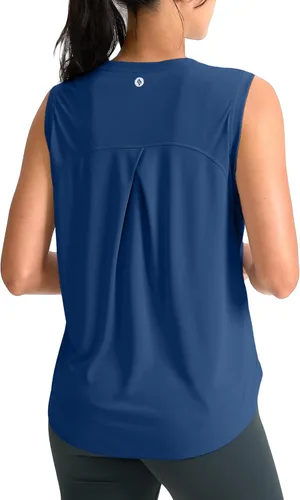 Vista 25 de SANTINY Camiseta sin mangas de entrenamiento para mujer, camiseta atlética Negro