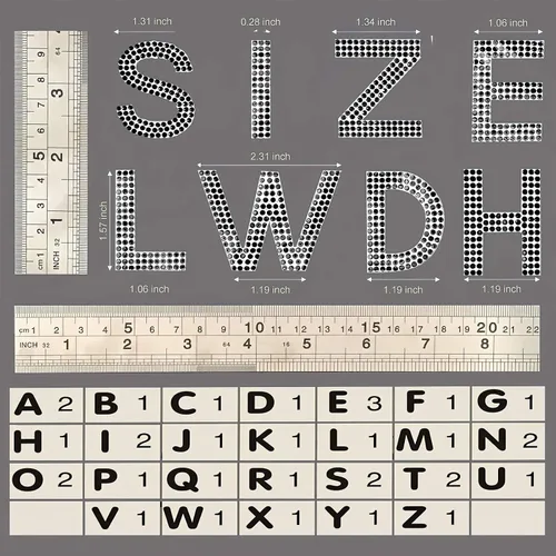 Vista 4 de 34 calcomanías de letras del alfabeto con diamantes de imitación, letras A-Z, autoadhesivas para planchar, calcomanías para autos, artes