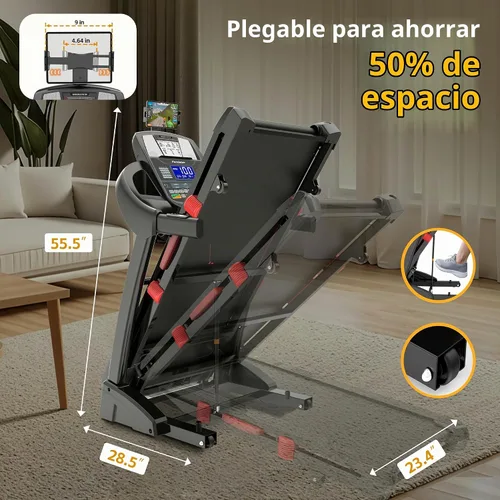 Vista 9 de Cinta de correr plegable con capacidad de 400 lbs para el hogar con inclinación del 15%, cinta de correr de 5.0 HP para hacer ejercicio, 0.6–10 MPH