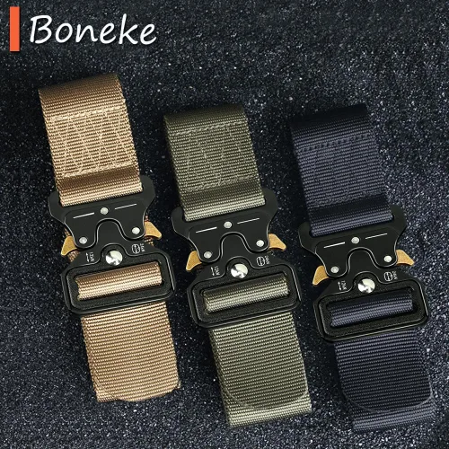 Vista 4 de Nylon Webbing Double Grommet Belt for Mens, 126cm Adjustable Canvas Belts Vintage Black Buckle Punk Style Unisex