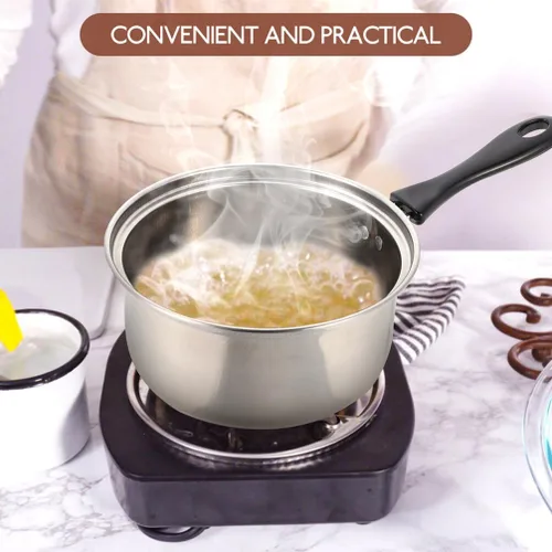 Vista 5 de PRETYZOOM Cacerola multiusos, cacerola de leche, olla de cocina de alimentos, tapa antiadherente, fácil de limpiar