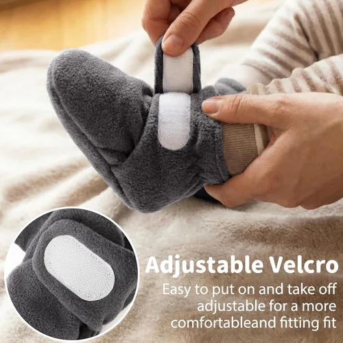 Vista 3 de Botines de forro polar para recién nacido, unisex, antideslizantes, para recién nacidos, primeros pasos, zapatos cálidos para la casa para bebés