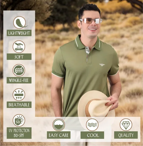 Vista 3 de Albert Morris Paquete de 4 camisas polo de manga corta a rayas para hombre