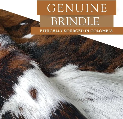 Vista 6 de Sunshine Cowhides Alfombra de piel de vaca 100 % genuina, con diseño de columna vertebral Brindle, alfombra de estilo moderno y tapete para sala