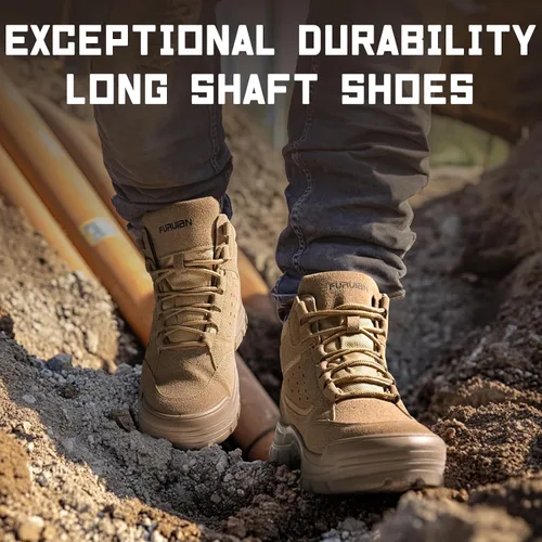Vista 5 de Furuian - Botas de trabajo unisex con punta de acero, cómodas y ligeras para hombres, con resistencia al deslizamiento, puntera de acero, zapatos