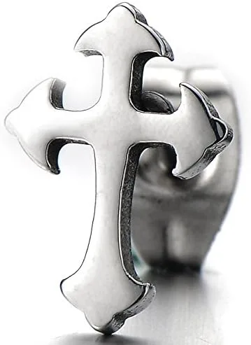 Vista 2 de Par de pendientes unisex de acero inoxidable para hombre y mujer