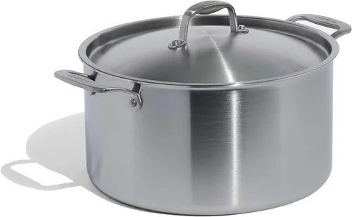 Vista 8 de Made In Cookware - 8 Quart Stainless Steel Stock Pot With Lid (Antique Brass Handle) - 5 Ply Stainless Clad - Professional Cookware - Crafted in