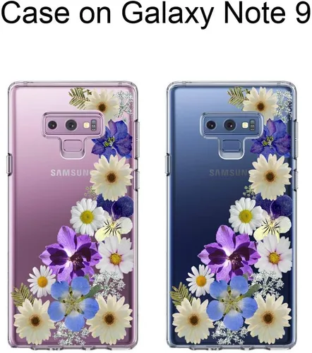 Vista 2 de Unov - Funda para Galaxy Note 9 transparente con diseño en relieve, flor de flor Slim Fit Good Grip, Anti-Slip Embossed Pattern, Shockproof