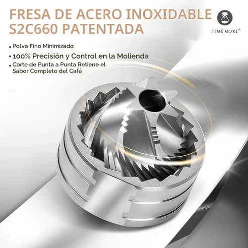 Vista 2 de TIMEMORE Molinillo de café manual Chestnut C3S con rebaba cónica S2C de acero inoxidable, cuerpo de metal, ajuste ajustable