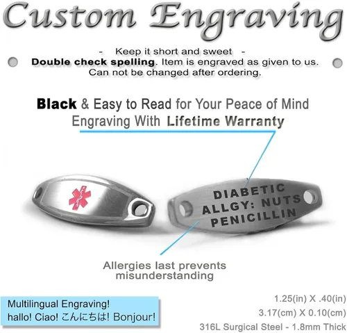 Vista 2 de My Identity Doctor - Custom Medical Alert Bracelet with Engraving 316L Steel