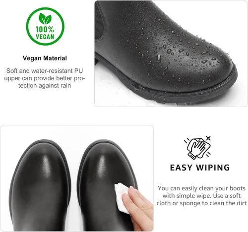 Vista 3 de Botas de tobillo para mujer con cremallera, botas Chelsea de moda, cómodas botas de tacón bajo
