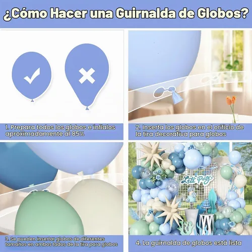 Vista 9 de Kit de guirnalda de arco de globos bajo el mar con globos de papel de aluminio de estrella azul polvoriento, verde pastel, arena y blanco