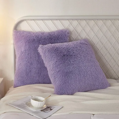 Vista 29 de Juego de 2 fundas de almohada estándar de piel sintética de terciopelo suave, fundas de almohada decorativas con cierre de cremallera