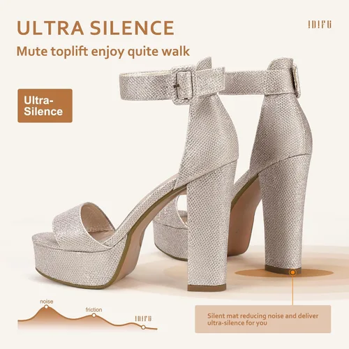 Vista 4 de IDIFU - Tacones de plataforma de 5pulgadas para mujer, sandalias Sabrina IN5 de tacón alto y grueso, correa de tobillo, zapatos sexis y elegantes