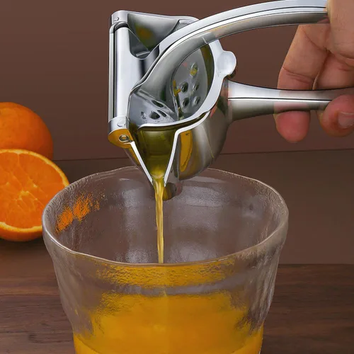 Vista 5 de Exprimidor de limón de granada naranja, prensa manual de cítricos, mango ergonómico barra de prensa manual (plata)
