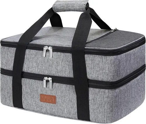 Vista 12 de Lifewit - Porta ollas aislada para alimentos calientes o fríos, olla con tapa y estuche de transporte, soporte para lasaña para fiestas de comida