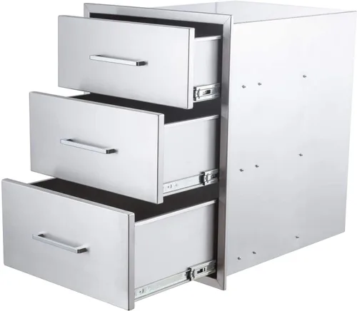 Vista 19 de Cajones de cocina para exteriores, acero inoxidable, 14 pulgadas de ancho x 8-1/2 pulgadas de alto x 23 pulgadas de profundidad, montaje empotrado