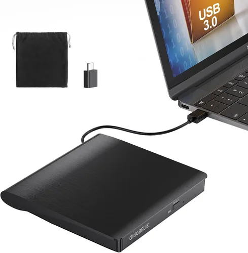 Vista 11 de ORIGBELIE Unidad externa de CD/DVD para portátil, grabadora de CD USB 3.0, unidad de DVD externa, reproductor de DVD portátil para computadora