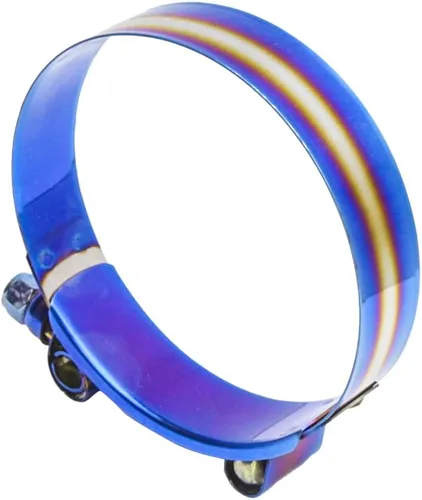 Vista 2 de Kyostar Abrazadera de manguera con perno en T ajustable de acero inoxidable titanio azul abrazadera diámetro guardabosques para 3 pulgadas