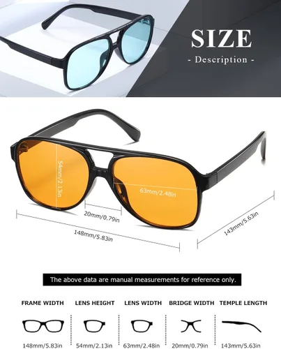 Vista 7 de Gafas de sol clásicas vintage estilo aviador para mujeres y hombres, montura grande retro de los años 70
