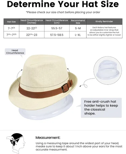Vista 3 de Simplicity Sombrero de paja Trilby Fedora estilo Panamá con cinturón de cuero