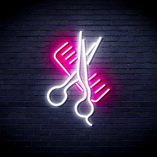 Vista 27 de AdvPro Comb & Scissors Flex Silicone LED Neon Sign - Azul - st16s32-fnu0363-b