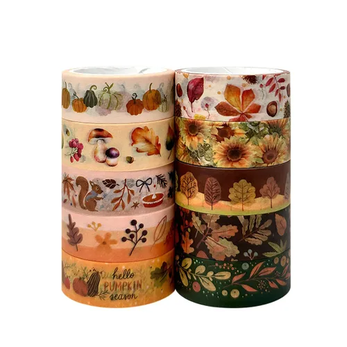 Vista 7 de allydrew Cinta decorativa Washi para álbumes de recortes, papelería, diario, fabricación de tarjetas (12 rollos), diversión de calabaza
