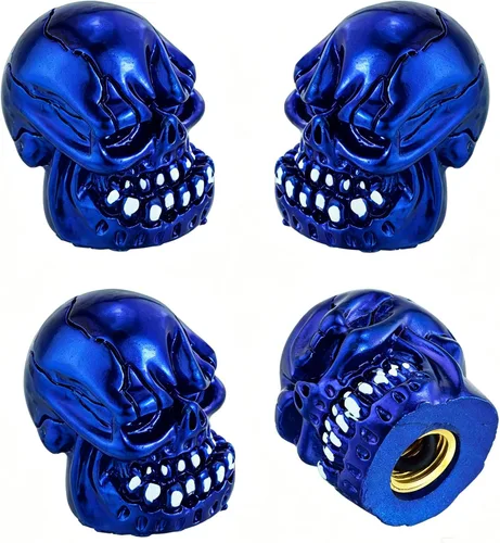 Vista 8 de Lunsom Tapas de vástago de válvula de neumático de calavera para válvulas de aire de automóvil, ruedas de presión, accesorios para llantas de Verde