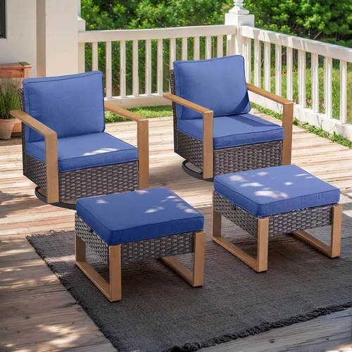 Vista 31 de Rilyson Sofá de mimbre para patio al aire libre, sofá de muebles de patio de ratán con marco resistente, mimbre de polietileno para todo
