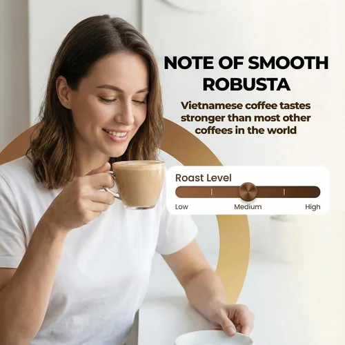 Vista 3 de Vinacafe Paquetes de café instantáneo 3 en 1 auténtico sabor vietnamita, mezcla equilibrada de café de tostado medio para una preparación rápida