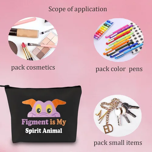 Vista 7 de Bolsa de maquillaje cosmética de dragón púrpura Una pequeña chispa dragón púrpura imaginación dragón púrpura fans regalo dragón púrpura regalo Higo